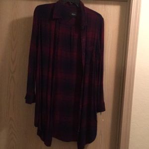 Womens Rails Navy & Burgundy Long sleeve Flannel Blouse Size Small